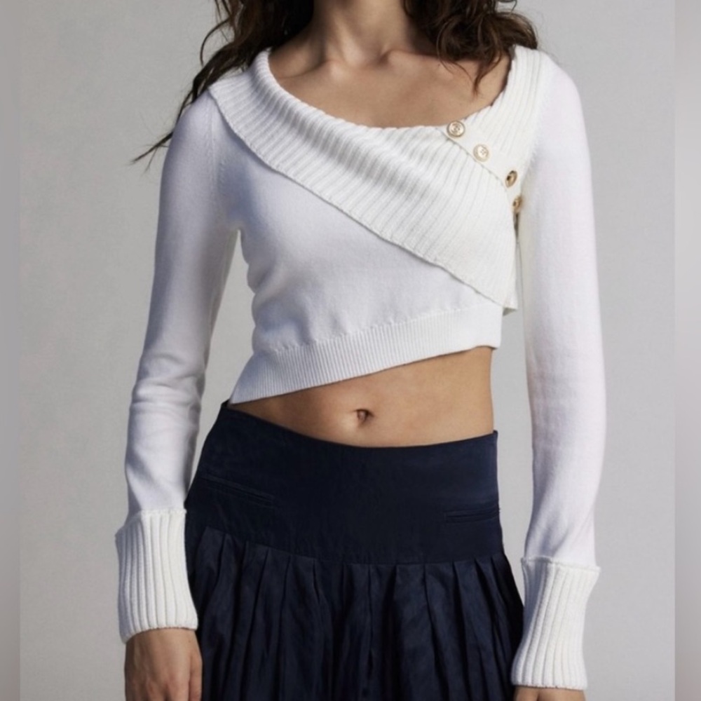 🟤NWT SILENCE + NOISE Emery Asymmetric Sweater in Ivory